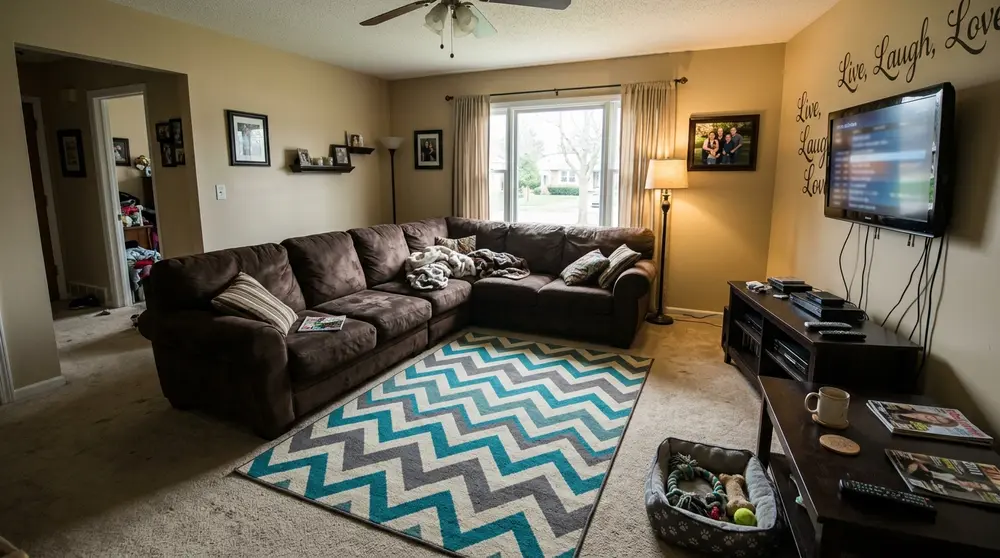 Empty living room before AI room redesign
