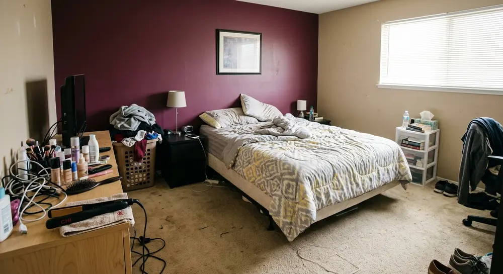 Bedroom before AI room redesign