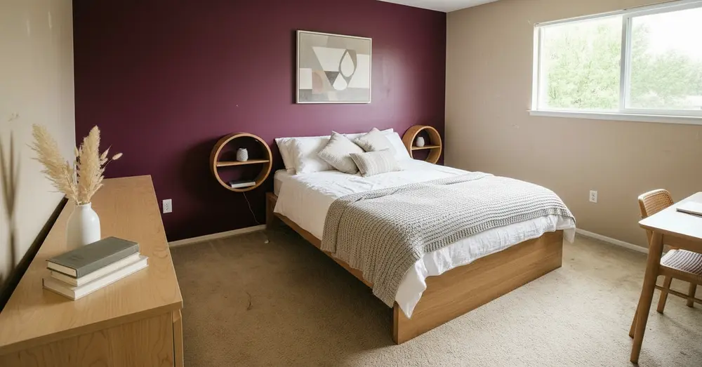 Bedroom redesigned in coastal style using AI
