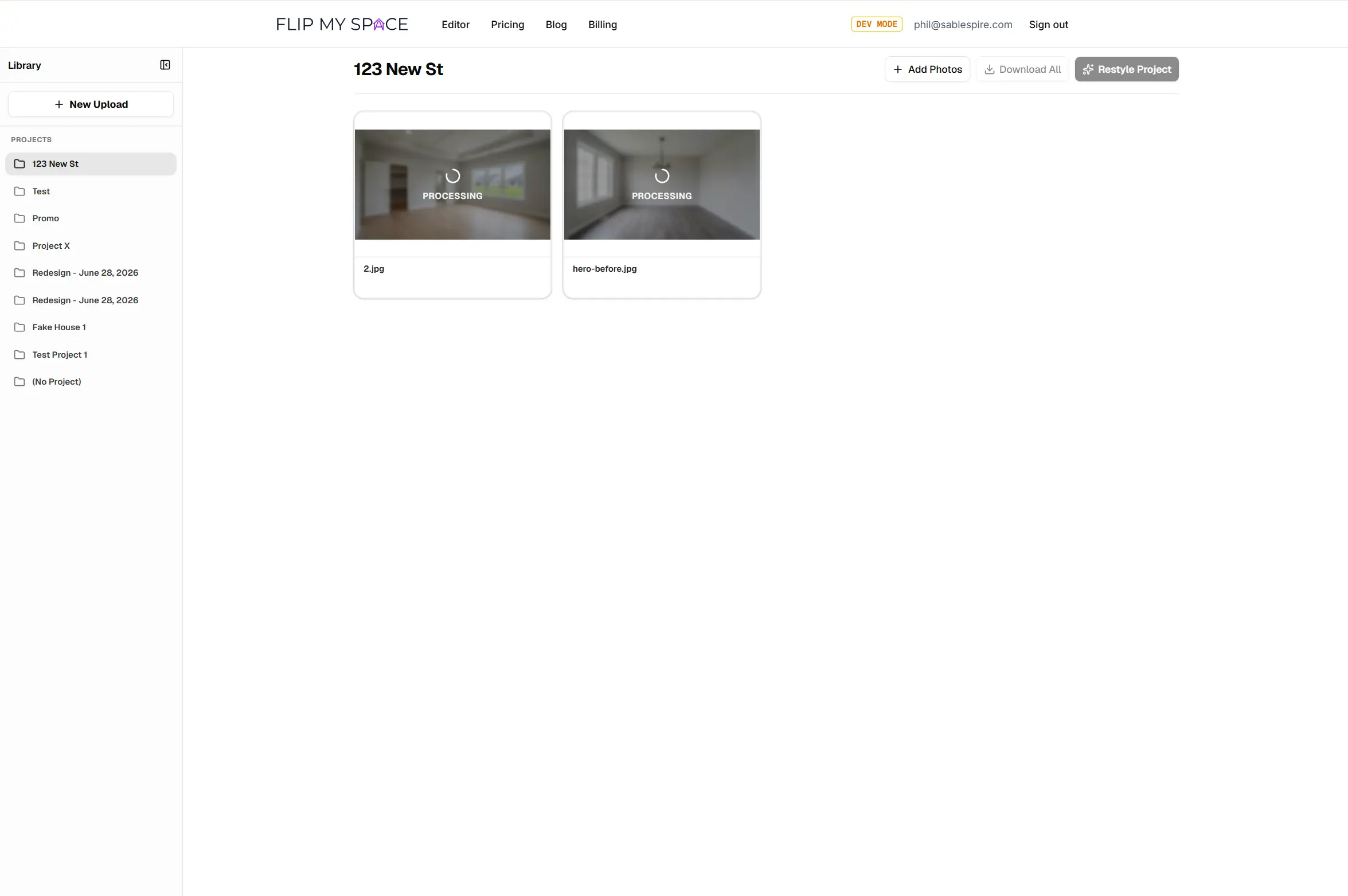 Parallel restyling and processing in progress across multiple rooms