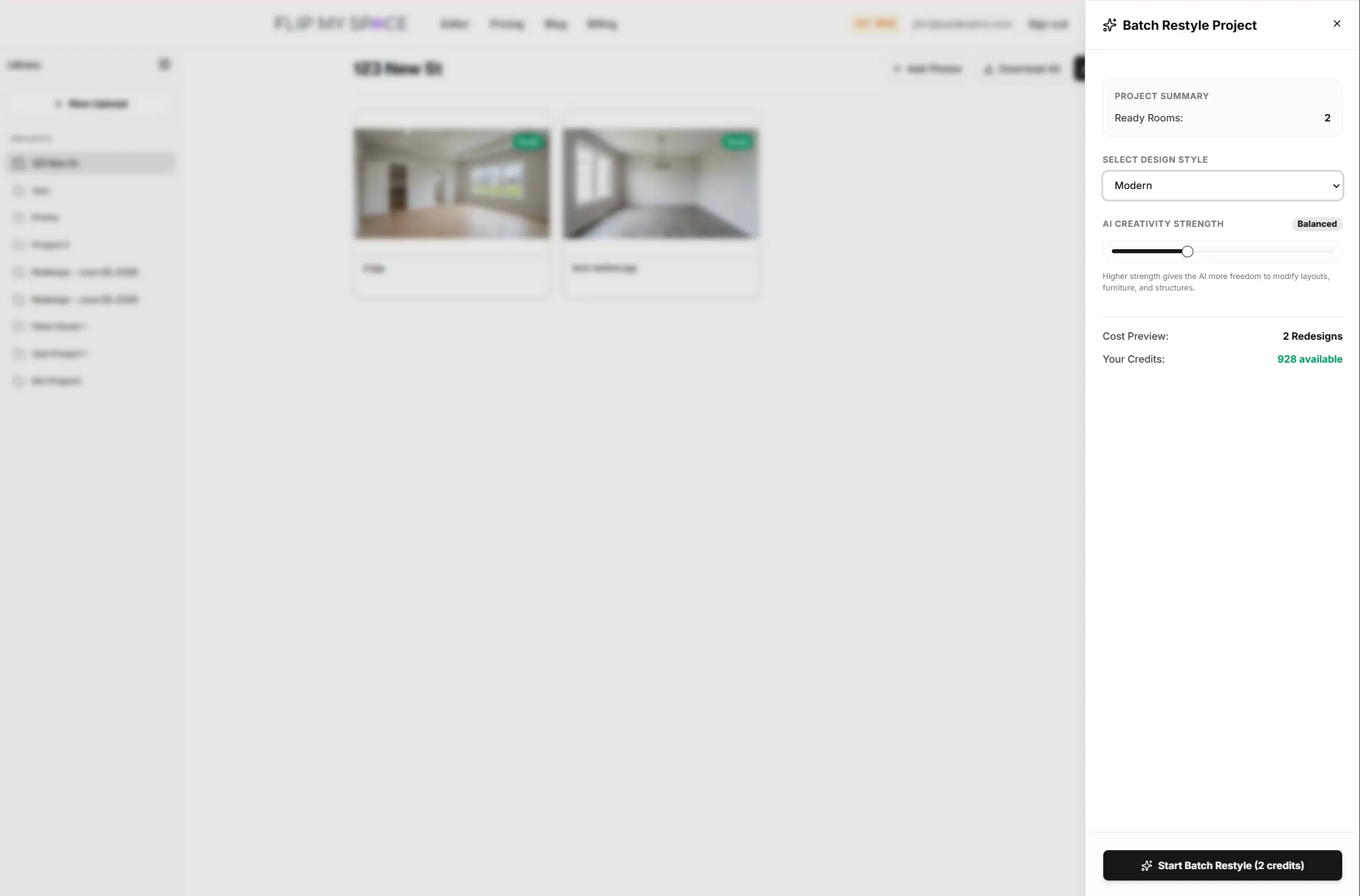 Configuring batch restyle options for the entire project queue